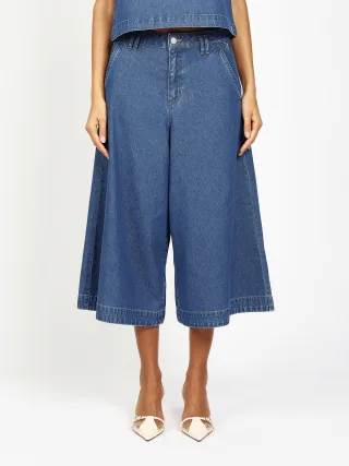 GANG Damen Jeans 94SCALA CULOTTE - wide fit deep midblue