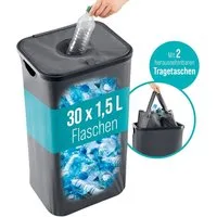 EASYmaxx Flaschenkorb Pfandflaschen-Sammelbehälter 100l anthrazit, inkl. 2 Beuteln mit Tragegriffen und Zugbändern