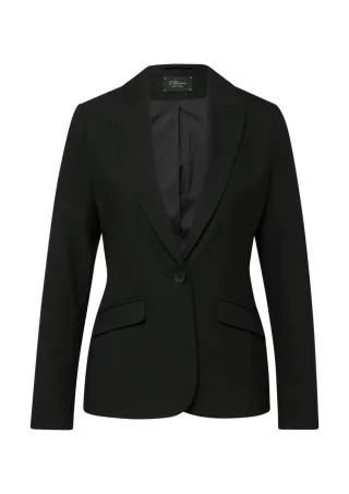 s.Oliver BLACK LABEL - Viskosemix-Blazer im Slim Fit schwarz - Gr. - 42