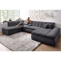 DOMO collection Wohnlandschaft MORIC Massiv! - Belastbar bis 140 kgxSitz, 353x216x80 cm, XXL, U-Form, inkl. Zierkissen