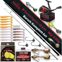 Paradox Fishing Spinnrute Barsch Komplett Set Firetiger Spinnrute 5-20g + 2000 Infinity Rolle, (Rute + 2000 Rolle + Köderset), Komplett-Starterset