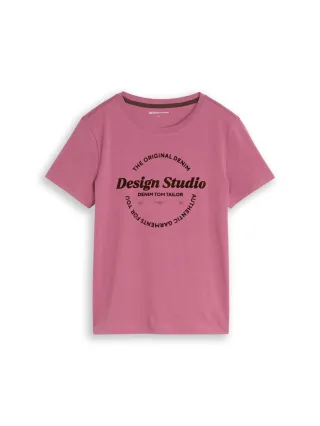 Denim Tom Tailor - T-Shirt mit Print dusty berry - Gr. - M