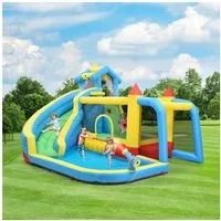 Celya Hüpfburg Hüpfburg für kinder, 5 in 1 Aufblasbare Hüpfburg Outdoor, (Outdoor Castle Bouncer mit Rutsche Sprungbereich Wasserpool Fußballnetz, Aufblasbare Größe: 364*315*239cm), Hüpfburg, 5 in 1 Aufblasbare Hüpfburg für Kinder von 3-10 Jahren