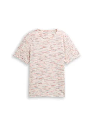 Tom Tailor - T-Shirt in Melange-Optik white orange blue multi inject - Gr. - XL