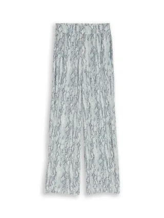 Denim Tom Tailor - Crinkle Wide Leg Hose mit Schlangenprint - Gr. - M