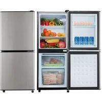 Merax Kühlschrank Kühl-/Gefrierkombination BCD-106W, 101.8 cm hoch, 42.5 cm breit, 106 Liter, LED-Beleuchtung, verstellebare Ablage und Füße