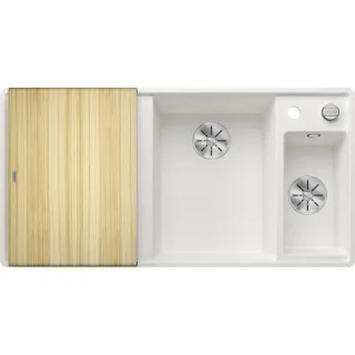 Blanco Axia iii s-f Spüle 523486 99x50cm, PuraDur weiß, rechts, mit Holzschneidbrett