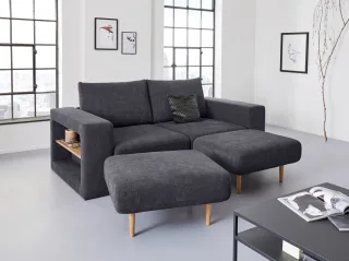 LOOKS by Wolfgang Joop 3-Sitzer "Looksvb" Verwandlungssofa: aus Sofa wird Sofa mit 2 Hockern, mit Regalfunktion