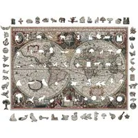 MagicHolz Puzzle Antike Weltkarte Henricus Hondius Holzpuzzle (2D), 250 Puzzleteile