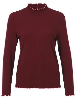 eiszeit - T-Shirt Rollkragen 1/1 Arm red plum/lipstick - Gr. - 46