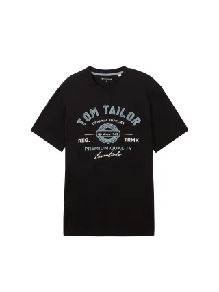 Tom Tailor - T-Shirt mit Logo-Print black - Gr. - M