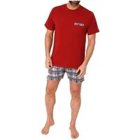 Normann Pyjama Normann Herren kurzarm Schlafanzug Shorty mit karierter Hose