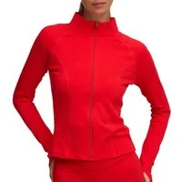 cfab (creamy fabrics) Sweatjacke Cotton Body Fitted Zipper Jacke-Fire Red-M (1-tlg)