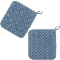 Kracht Topflappen Bricks, (Set, 2-tlg., 2-teilig), 2er Set Topflappen, Baumwoll Frottier, ca. 22x22 cm