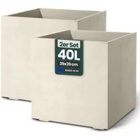 Kreher Pflanzkübel 'Millennium' aus Kunststoff 40 Liter, eckig, 2 Stück (Farbe wählbar)