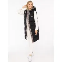 Zwillingsherz Steppweste "Wild Hearts" Leo-Muster, Taschen seitlich, modisch, Doppel-Zipper, extra lang
