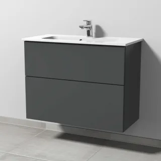 Sanipa 3way Waschtischunterbau zu Duravit ME by Starck Waschtisch mit 2 Auszügen, Anthrazit-Matt SM72322