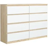 MAGOWA Schubkastenkommode Kommode 120 cm – moderne Kommode mit 8 Schubladen mit Stauraum (ideale Lösung), Breite 120 cm - Höhe 101,5 cm - Tiefe 39 cm