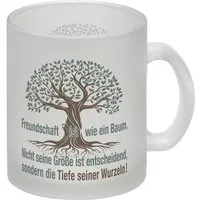 speecheese Tasse Baum mit Wurzeln Glas Tasse Spruch: Freundschaft: Tiefe der zählt.
