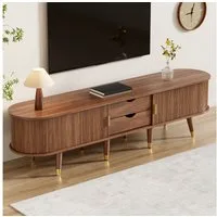 Celya TV-Schrank TV-Möbel, TV-Ständer, niedrigerer Fernsehschrank mit Schiebetüren (mit offenen Fächern, Schubladen und Schrank, natürliches Design) Geeignet für Wohnzimmer