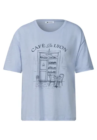 Street One - T-Shirt mit Rundhals und Frontprint whispery blue - Gr. - 40