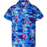 King Kameha Hawaiihemd Flamingos Funky Hawaii-Hemd Herren Kurzarm Front-Tasche Stylish Unisex