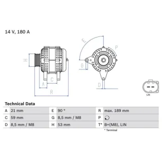 Bosch Lichtmaschine 180A Audi Skoda VW 0986084130
