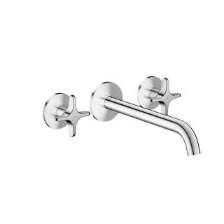 hansgrohe AXOR One 3-Loch Wannenarmatur 48430000 Unterputz, Ausladung 220mm, für Wandmontage, mit Kreuzgriff, chrom