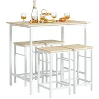 SoBuy Bartisch OGT11, Essgruppe Küchentisch Set für Esszimmer Balkon Garten, Bartisch Set 5-teilig Esstisch Bistrotisch mit 4 Stühlen Sitzgruppe