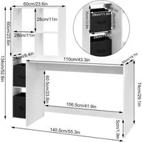 Woltu Schreibtisch, mit Regal 2 Vliesstoffboxen, für Büro Home Office Arbeitszimmer