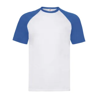 Fruit of the Loom - T-Shirt für Herren - Baseball kurzärmlig (Weiß/Königsblau)