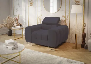 Sessel Designersessel BASTIEN in Stoff Terra Dunkelgrau