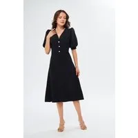 WOMAN VISION Midikleid Midikleid mit Blumenmuster und V-Ausschnitt