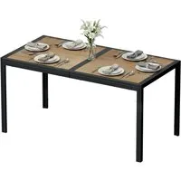 TLGREEN Gartentisch Groß, 150×80×72 cm DPC Balkontisch, (Rechteckiger Terrassentisch mit Metallgestell), Esstisch Outdoor für Garten, Balkon, Terrasse,Innenräume usw