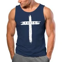 Neverless Tanktop Herren Tank-Top Print Aufdruck Kreuz Cross Faith Glaube Trend-Motiv mit Print