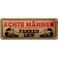 Femer GmbH Metallschild Spruch 27x10cm echte Männer fahren LKW, (1 St), gewölbte Oberfläche, abgerundete Ecken, umgeschlagene Kanten