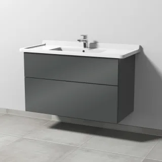 Sanipa 3way Waschtischunterbau zu Duravit Starck 3 Waschtisch mit 2 Auszügen, Anthrazit-Glanz SF71279