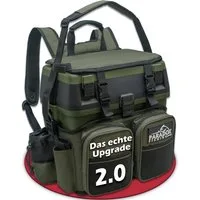 Paradox Fishing Angelrucksack 3-in-1 Multifunktions-Sitzkiepe mit 4 Boxen im Deckel (1-tlg), Zangenhalterung