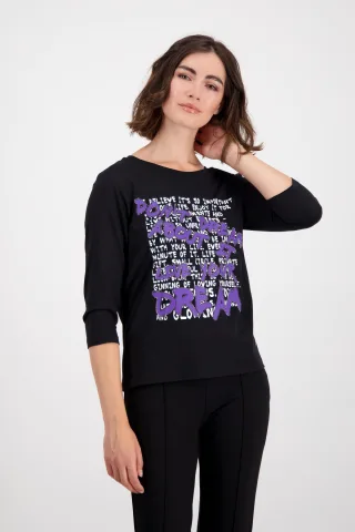 monari - Shirt mit Schriftmix schwarz - Gr. - 36