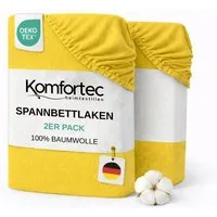 Komfortec Spannbettlaken Jersey Spannbettuch, 90x200, 140x200, 160x200, 180x200 oder 200x200 cm, 100% Baumwolle (135 g/m), Gummizug: Rundum, (2 Stück), OEKO-TEX® Standard 100 Zertifisiert, für Matratzen bis 25 cm Höhe