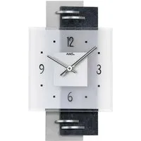 AMS Wanduhr W9245 (Quarzuhr,Glas,Schiefer,Wohnzimmer,Esszimmer,Made in Germany,Flur)