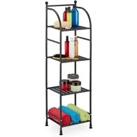 relaxdays Standregal Schmales Standregal mit 4 Ablagen, schwarz