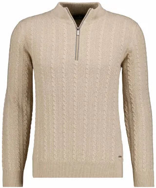 RAGMAN - Strickpullover mit Stehkragen, Baumwolle/Kaschmir Beige-Melange - Gr. - XXL