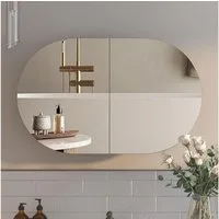 radelldar Spiegelschrank Bad mit Spiegel, 5 Fächer, hängend, 96x12x60 cm (1-St) Badschrank modern mit 3 festen Einlegeböden für Badezimmer