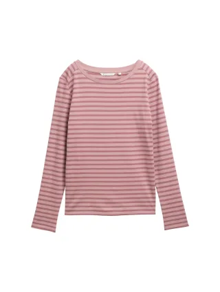 Denim Tom Tailor - Langarmshirt mit Streifenmuster tonal dusty rose stripe - Gr. - S