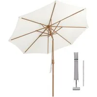 Sekey Sonnenschirm 300 x 300 cm Sonnenschirm Holzoptik Gartenschirm Knickbar, UPF 50+, LxB: 300x300 cm, Doppeltes Seilzugsystem, Neigungsverstellung, für Garten