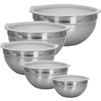 Intirilife Schüssel, Edelstahl, (5-tlg), 5-teiliges Schüssel Set Rührschüsseln Salatschüssel Servierschüssel