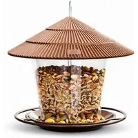 R2 Invest Futterstation Vogelfutterspender zum Aufhängen mit Dach 16 x 16 cm