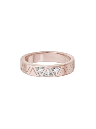 cai Ring 925 Sterling Silber rosé vergoldet mit Zirkonia Dreiecken