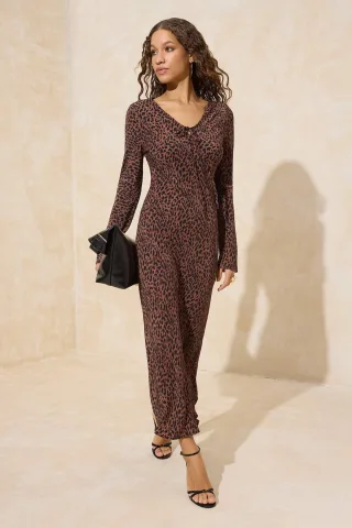 Damen Midikleid mit Tiermotiven, lang, Tag/Nacht, Fischkleid
